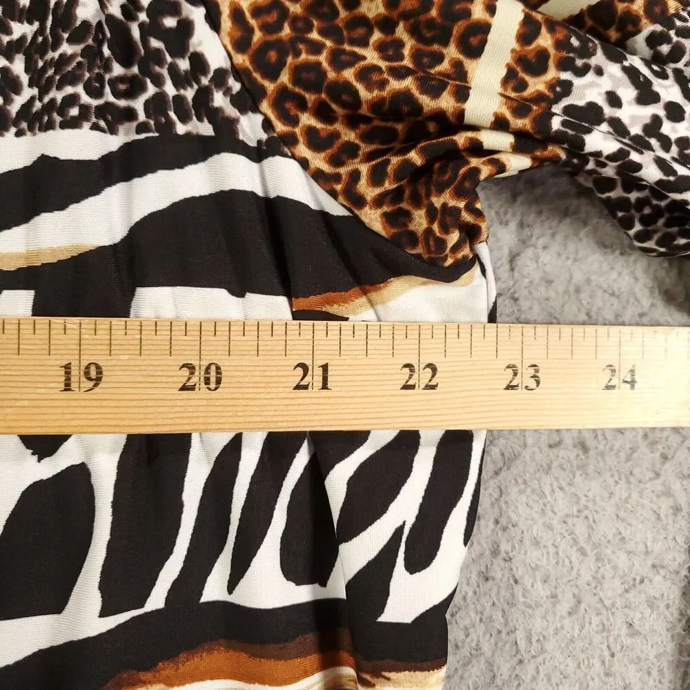 Serengeti Blouse Womens XL Animal Print Cardigan with Attached Tank Stretchy - Picture 7 of 13